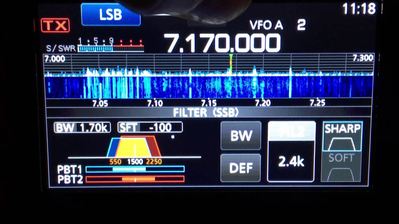 Ham radio waterfall display on a transceiver
